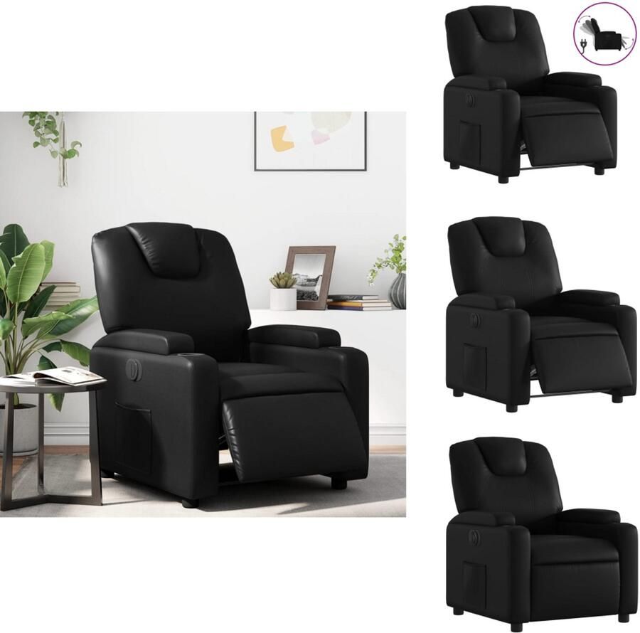 VidaXL Elektrisch Verstelbare Fauteuil Elektrisch Verstelbare Fauteuils Fauteuil Relaxfauteuil Fauteuil elektrisch verstelbaar kunstleer zwart