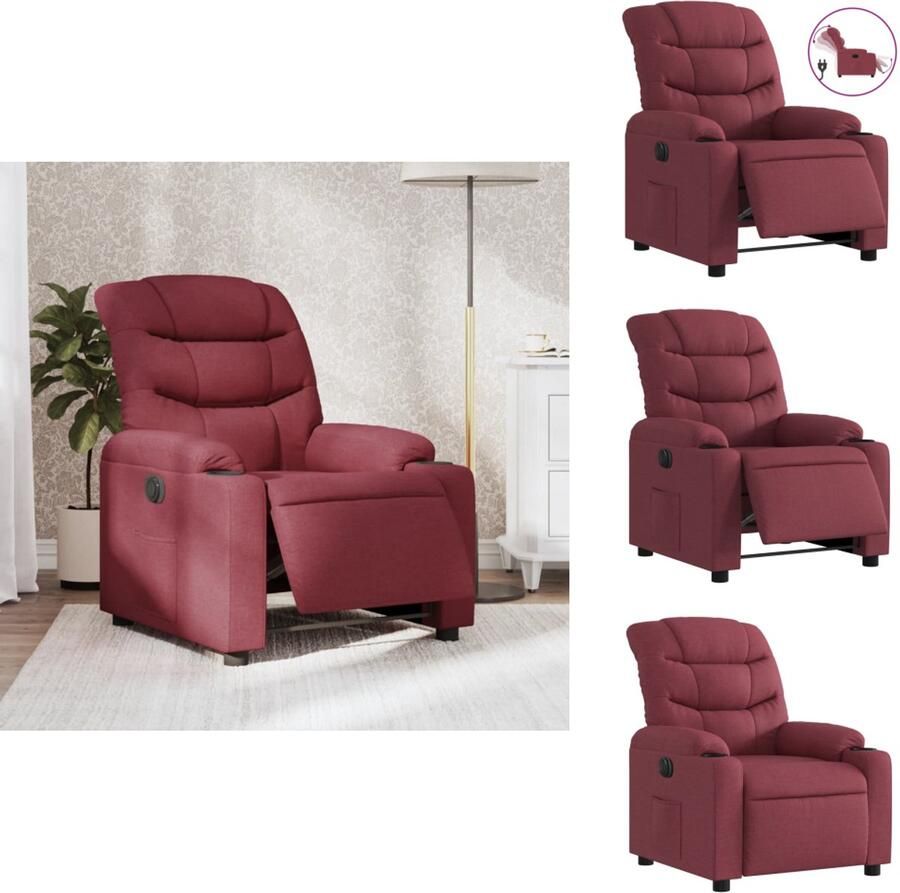 VidaXL Elektrisch Verstelbare Fauteuil Elektrisch Verstelbare Fauteuils Fauteuil Relaxfauteuil Fauteuil verstelbaar elektrisch stof wijnrood