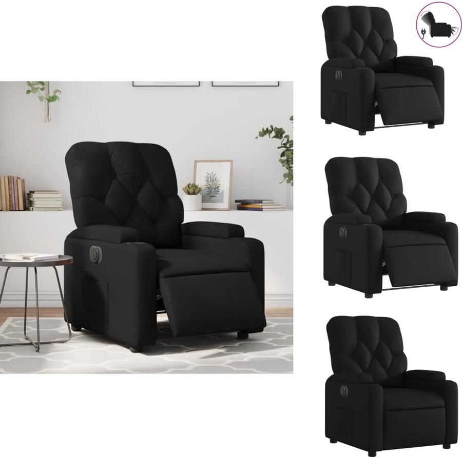 VidaXL Elektrisch Verstelbare Fauteuil Elektrisch Verstelbare Fauteuils Fauteuil Relaxfauteuil Fauteuil elektrisch verstelbaar kunstleer zwart
