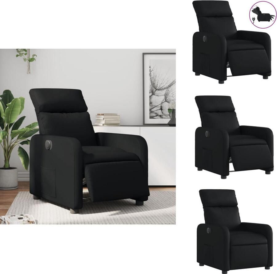 VidaXL Elektrisch Verstelbare Fauteuil Elektrisch Verstelbare Fauteuils Fauteuil Relaxfauteuil Fauteuil elektrisch verstelbaar kunstleer zwart