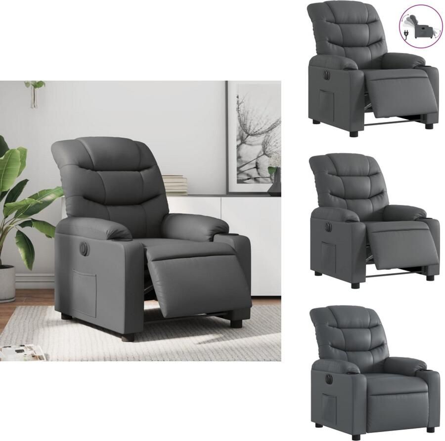 VidaXL Elektrisch Verstelbare Fauteuil Elektrisch Verstelbare Fauteuils Fauteuil Relaxfauteuil Fauteuil verstelbaar elektrisch kunstleer grijs