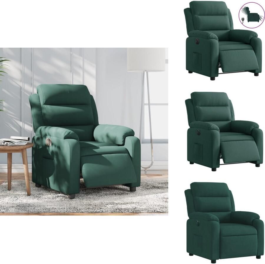 VidaXL Elektrisch Verstelbare Fauteuil Elektrisch Verstelbare Fauteuils Fauteuil Relaxfauteuil Fauteuil verstelbaar elektrisch stof donkergroen