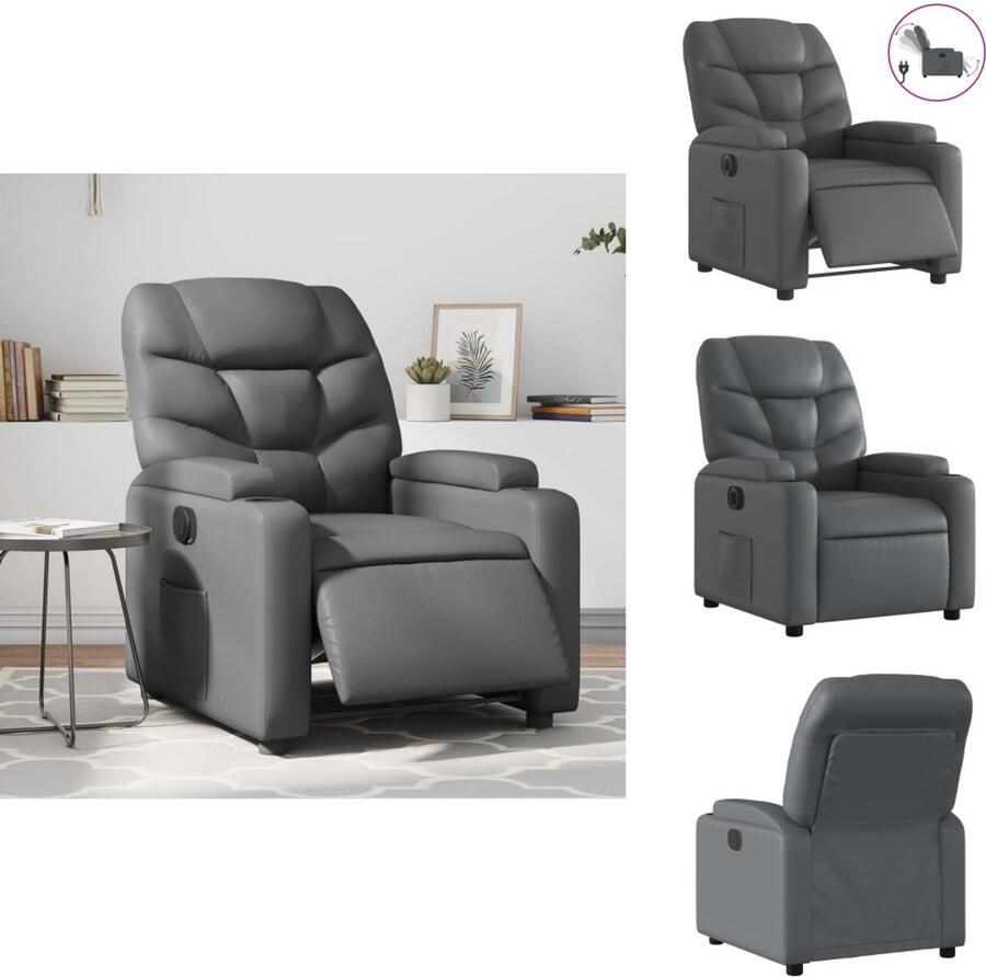 VidaXL Elektrisch Verstelbare Fauteuil Elektrisch Verstelbare Fauteuils Fauteuil Relaxfauteuil Fauteuil verstelbaar elektrisch kunstleer grijs