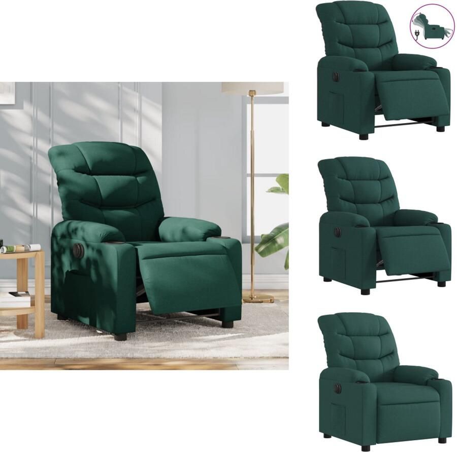 VidaXL Elektrisch Verstelbare Fauteuil Elektrisch Verstelbare Fauteuils Fauteuil Relaxfauteuil Fauteuil verstelbaar elektrisch stof donkergroen