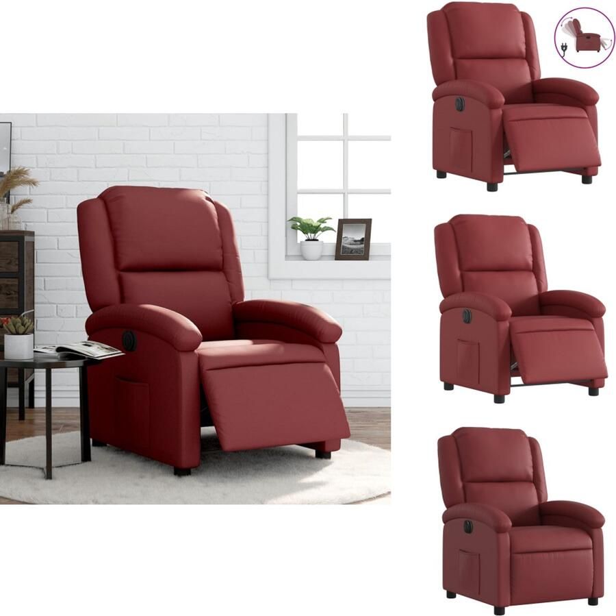 VidaXL Elektrisch Verstelbare Fauteuil Elektrisch Verstelbare Fauteuils Fauteuil Relaxfauteuil Fauteuil verstelbaar elektrisch kunstleer wijnrood