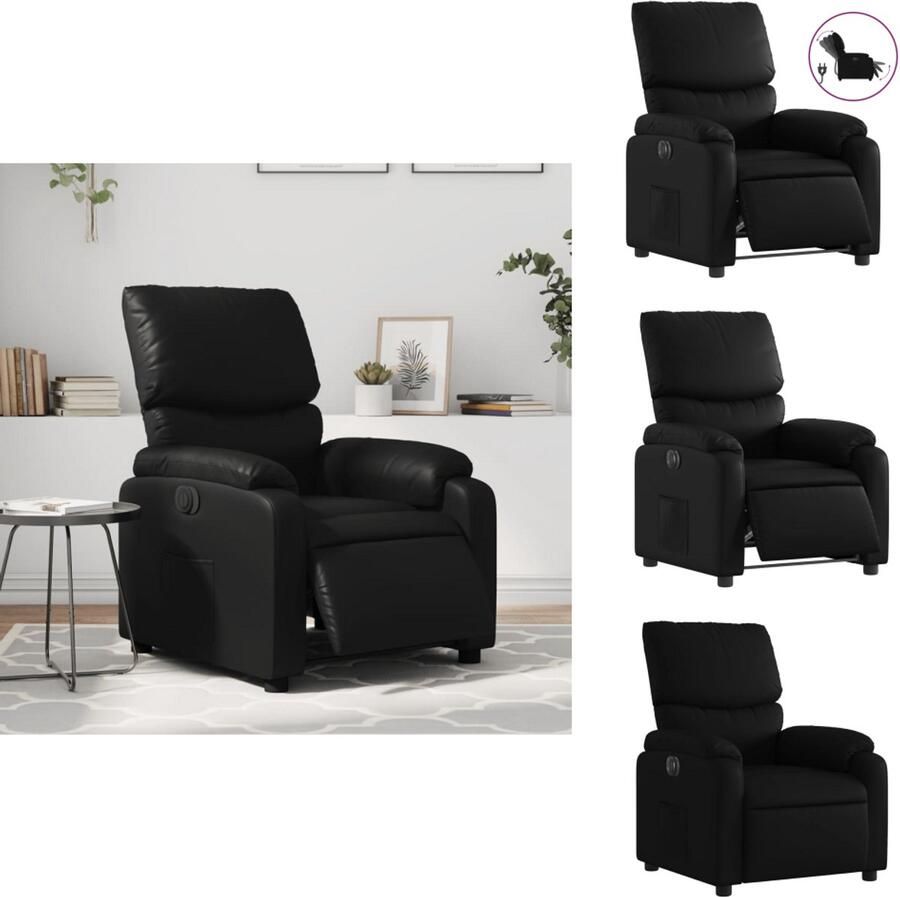 VidaXL Elektrisch Verstelbare Fauteuil Elektrisch Verstelbare Fauteuils Fauteuil Relaxfauteuil Fauteuil elektrisch verstelbaar kunstleer zwart