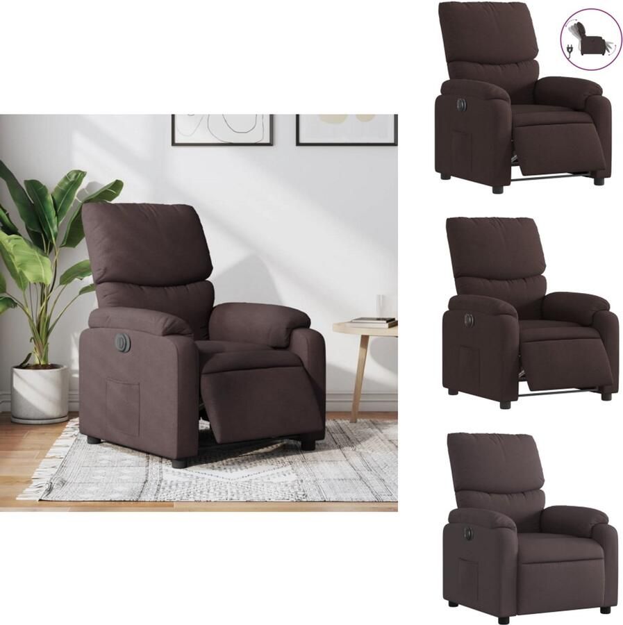 VidaXL Elektrisch Verstelbare Fauteuil Elektrisch Verstelbare Fauteuils Fauteuil Relaxfauteuil Fauteuil verstelbaar elektrisch stof donkerbruin