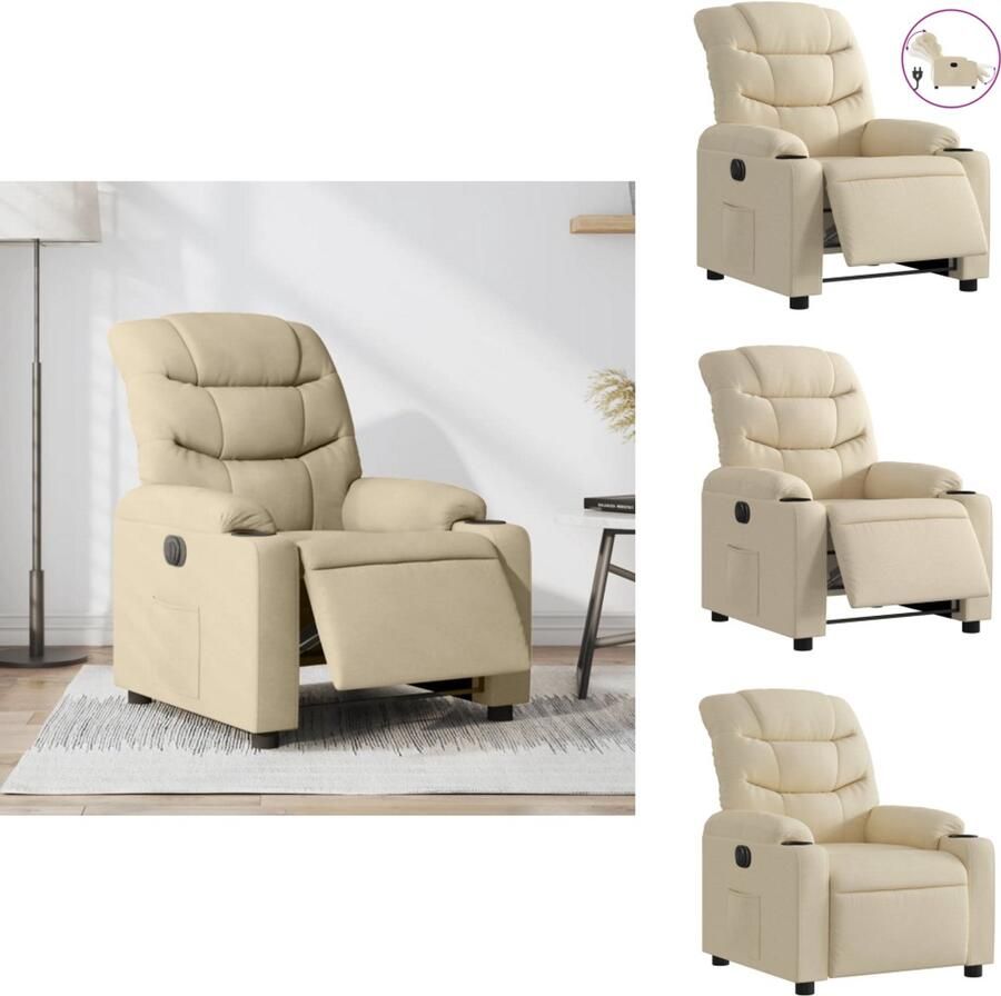 VidaXL Elektrisch Verstelbare Fauteuil Elektrisch Verstelbare Fauteuils Fauteuil Relaxfauteuil Fauteuil verstelbaar elektrisch stof crèmekleurig