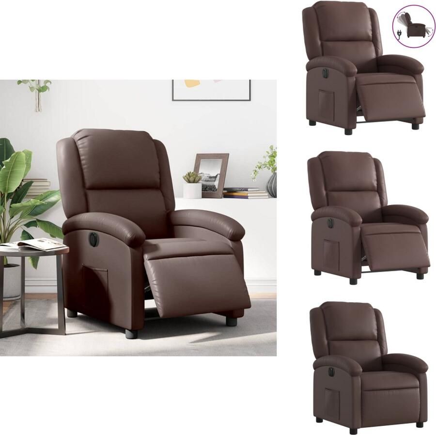 VidaXL Elektrisch Verstelbare Fauteuil Elektrisch Verstelbare Fauteuils Fauteuil Relaxfauteuil Fauteuil verstelbaar elektrisch kunstleer bruin