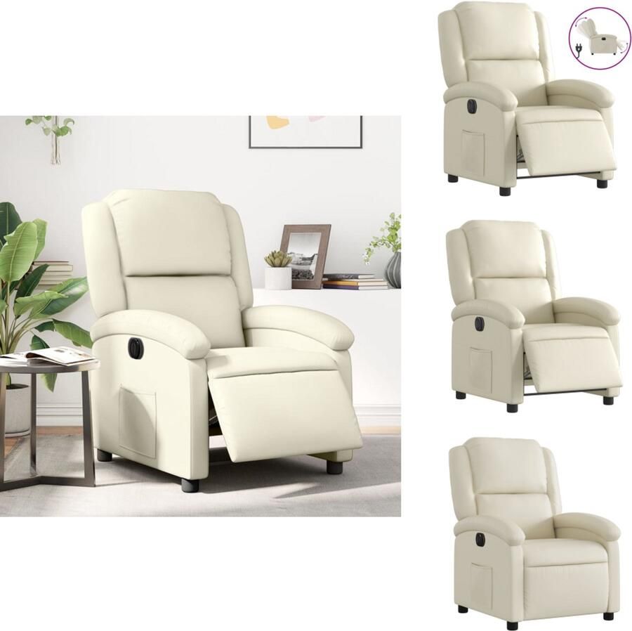 VidaXL Elektrisch Verstelbare Fauteuil Elektrisch Verstelbare Fauteuils Fauteuil Relaxfauteuil Fauteuil elektrisch verstelbaar kunstleer crèmekleurig