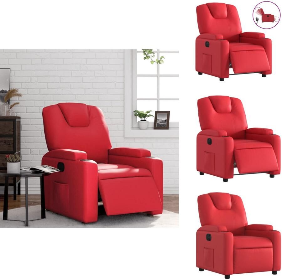 VidaXL Elektrisch Verstelbare Fauteuil Elektrisch Verstelbare Fauteuils Fauteuil Relaxfauteuil Fauteuil verstelbaar elektrisch kunstleer rood