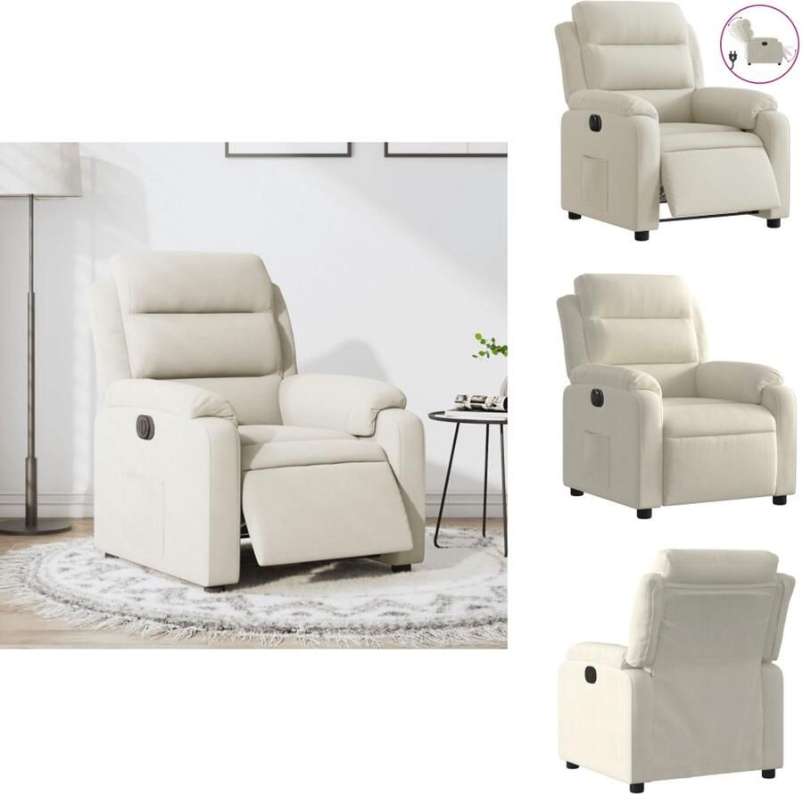 VidaXL Elektrisch Verstelbare Fauteuil Elektrisch Verstelbare Fauteuils Fauteuil Relaxfauteuil Fauteuil verstelbaar elektrisch stof crèmekleurig