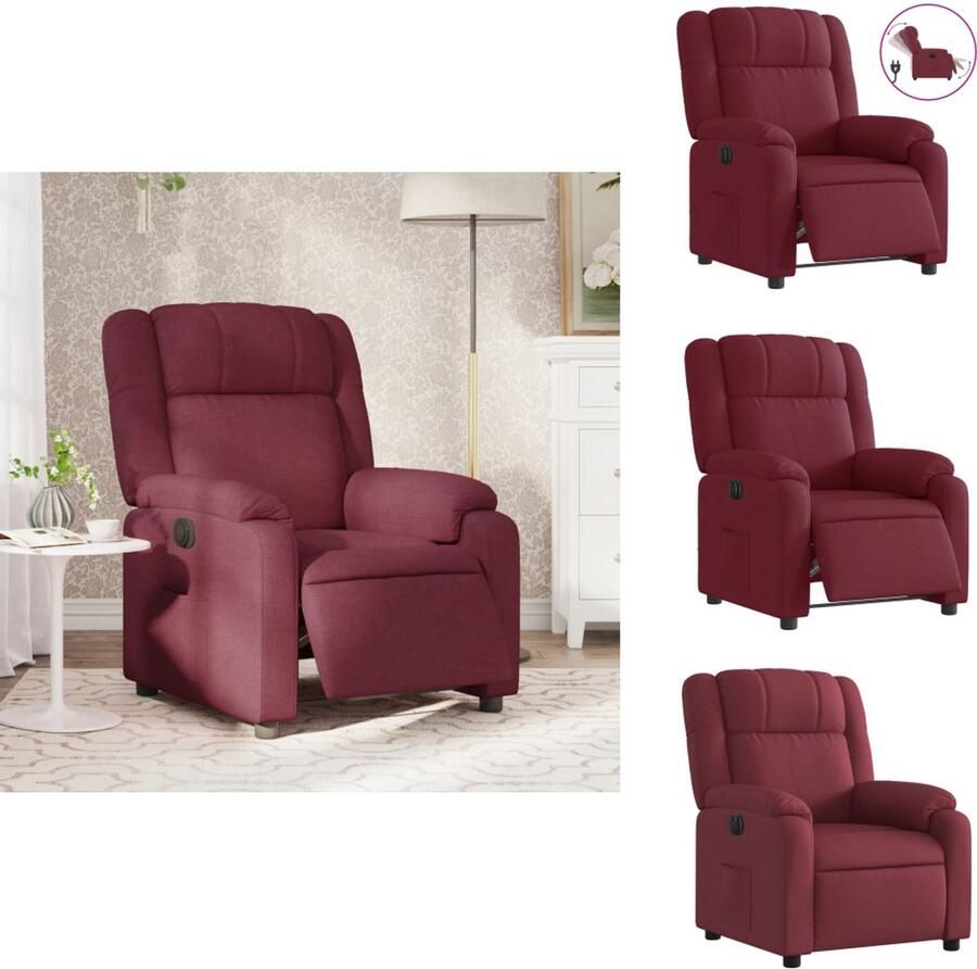 VidaXL Elektrisch Verstelbare Fauteuil Elektrisch Verstelbare Fauteuils Fauteuil Relaxfauteuil Fauteuil verstelbaar elektrisch stof wijnrood