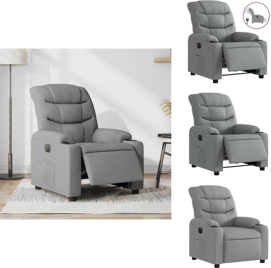 VidaXL Elektrisch Verstelbare Fauteuil Elektrisch Verstelbare Fauteuils Fauteuil Relaxfauteuil Fauteuil elektrisch verstelbaar stof lichtgrijs - Foto 2
