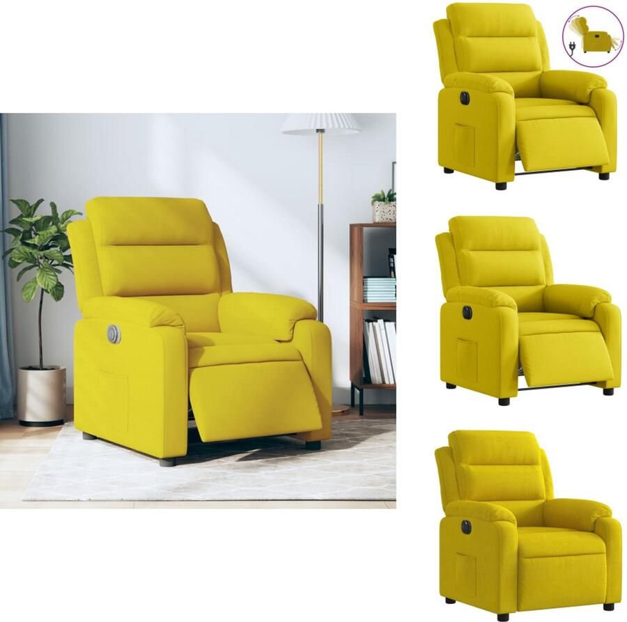 VidaXL Elektrisch Verstelbare Fauteuil Elektrisch Verstelbare Fauteuils Fauteuil Relaxfauteuil Fauteuil verstelbaar elektrisch stof geel