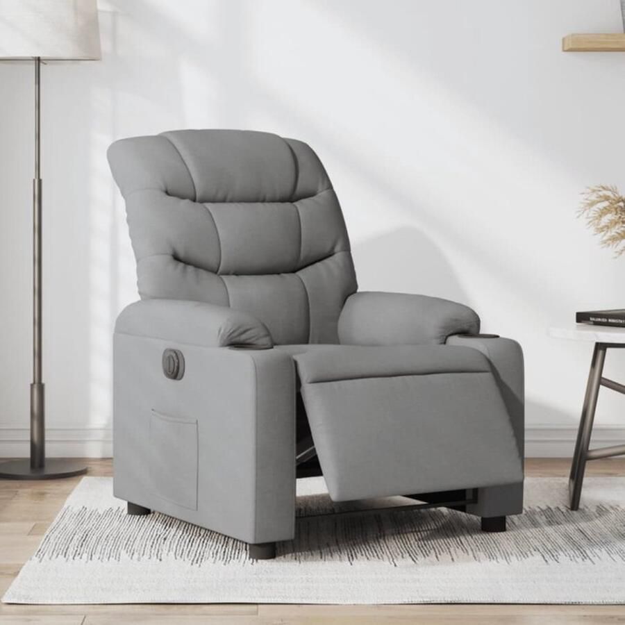 VidaXL Elektrisch Verstelbare Fauteuil Elektrisch Verstelbare Fauteuils Fauteuil Relaxfauteuil Fauteuil elektrisch verstelbaar stof lichtgrijs - Foto 3