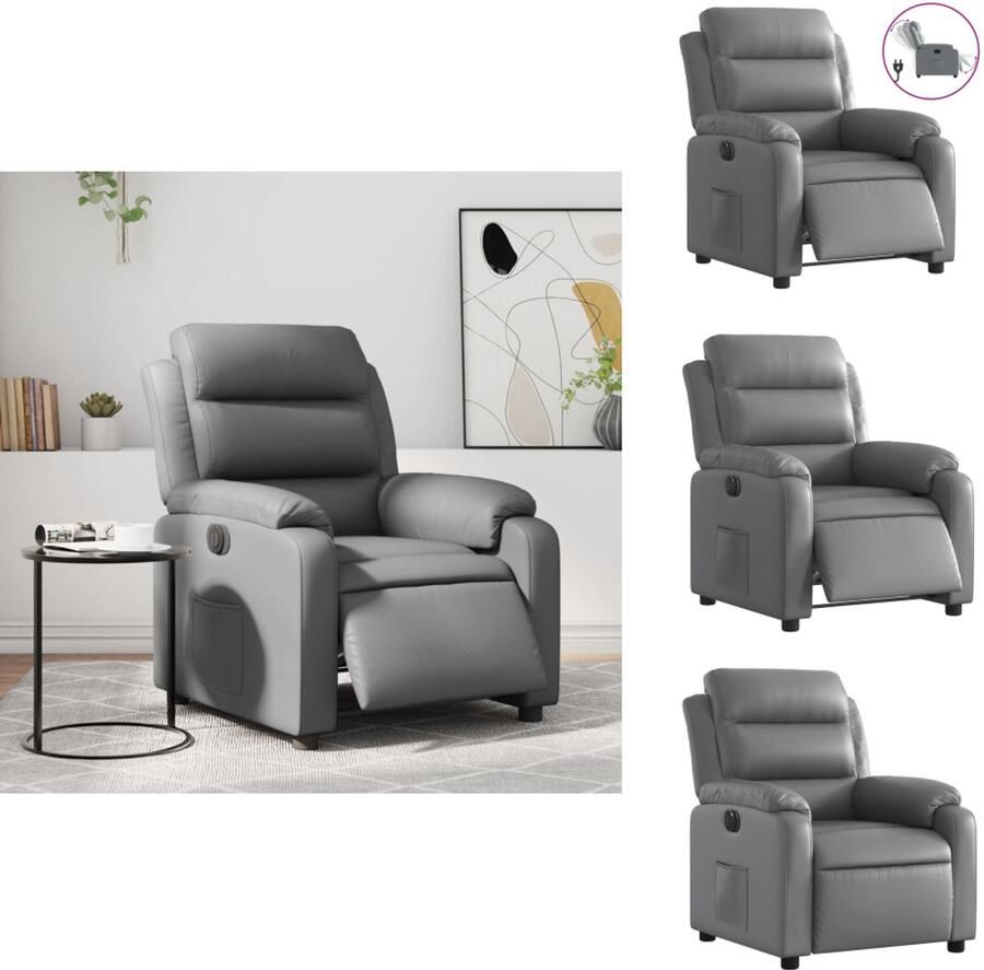 VidaXL Elektrisch Verstelbare Fauteuil Elektrisch Verstelbare Fauteuils Fauteuil Relaxfauteuil Fauteuil verstelbaar elektrisch kunstleer grijs