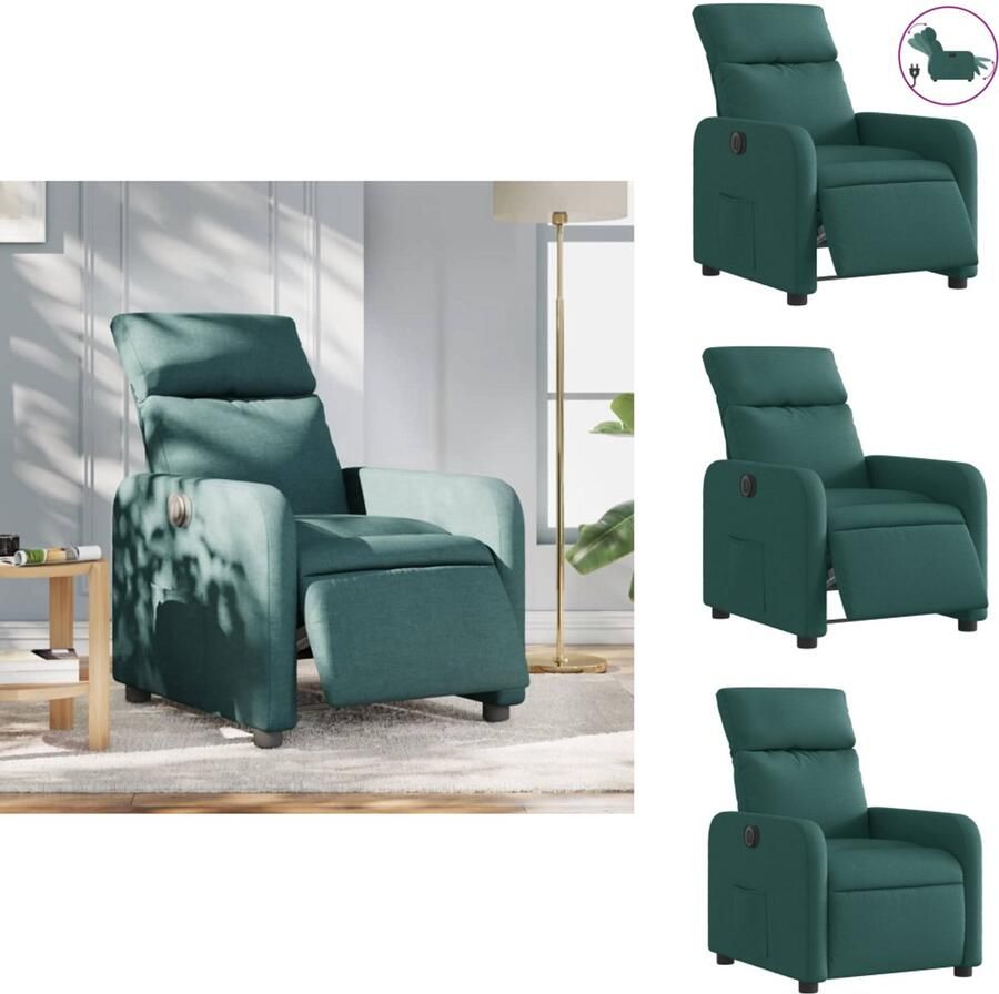 VidaXL Elektrisch Verstelbare Fauteuil Elektrisch Verstelbare Fauteuils Relaxfauteuil Draaifauteuil Fauteuil verstelbaar elektrisch stof donkergroen