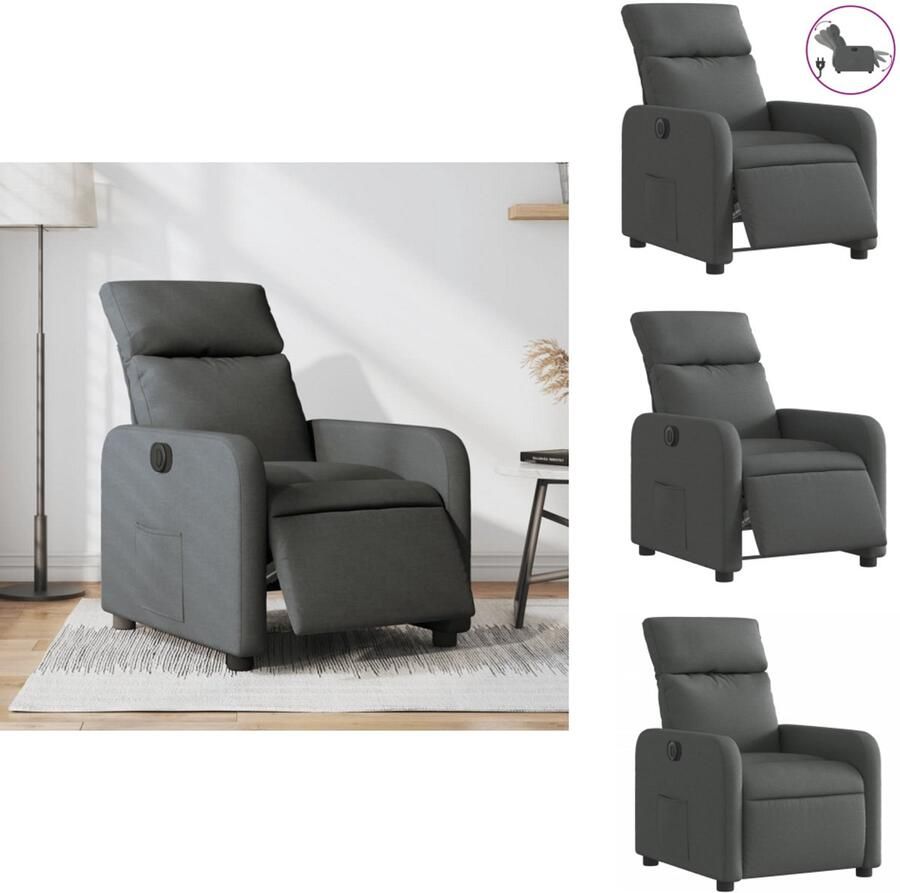 VidaXL Elektrisch Verstelbare Fauteuil Elektrisch Verstelbare Fauteuils Relaxfauteuil Draaifauteuil Fauteuil elektrisch verstelbaar stof donkergrijs