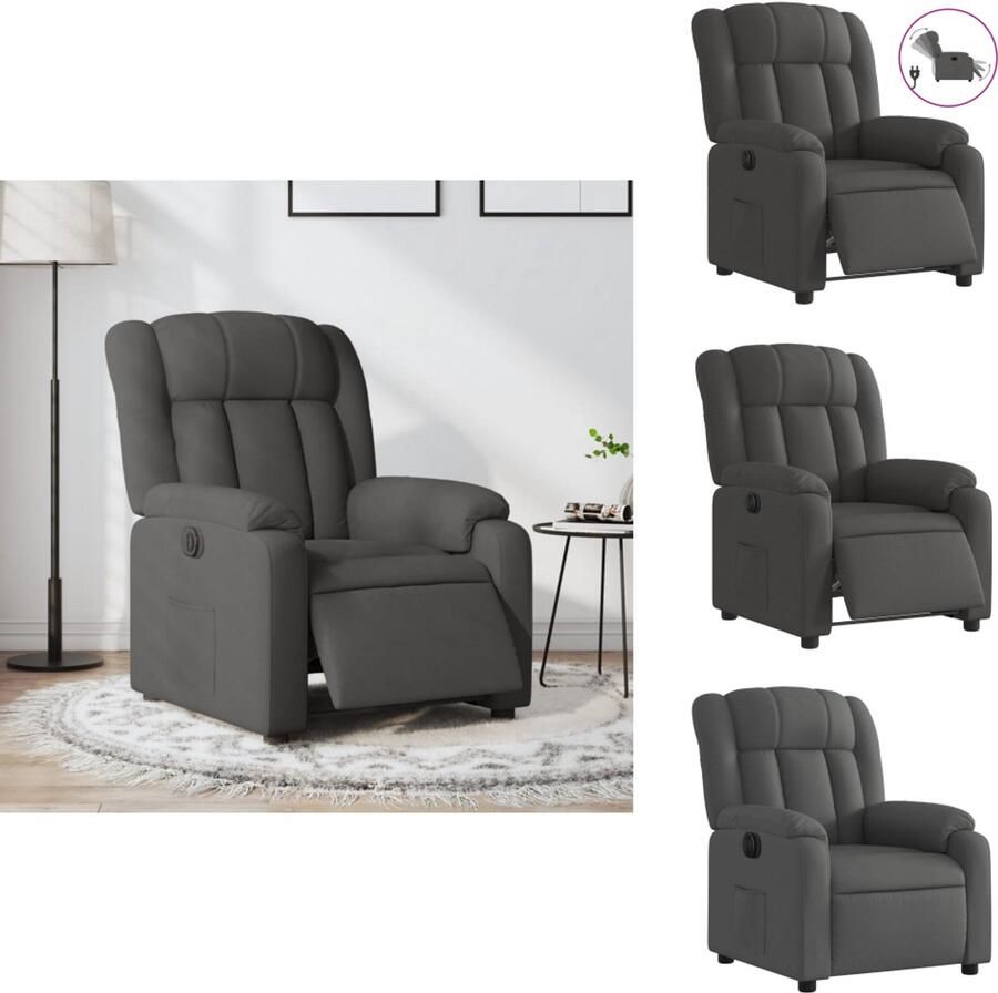 VidaXL Elektrisch Verstelbare Fauteuil Elektrisch Verstelbare Fauteuils Relaxfauteuil Draaifauteuil Fauteuil elektrisch verstelbaar stof donkergrijs