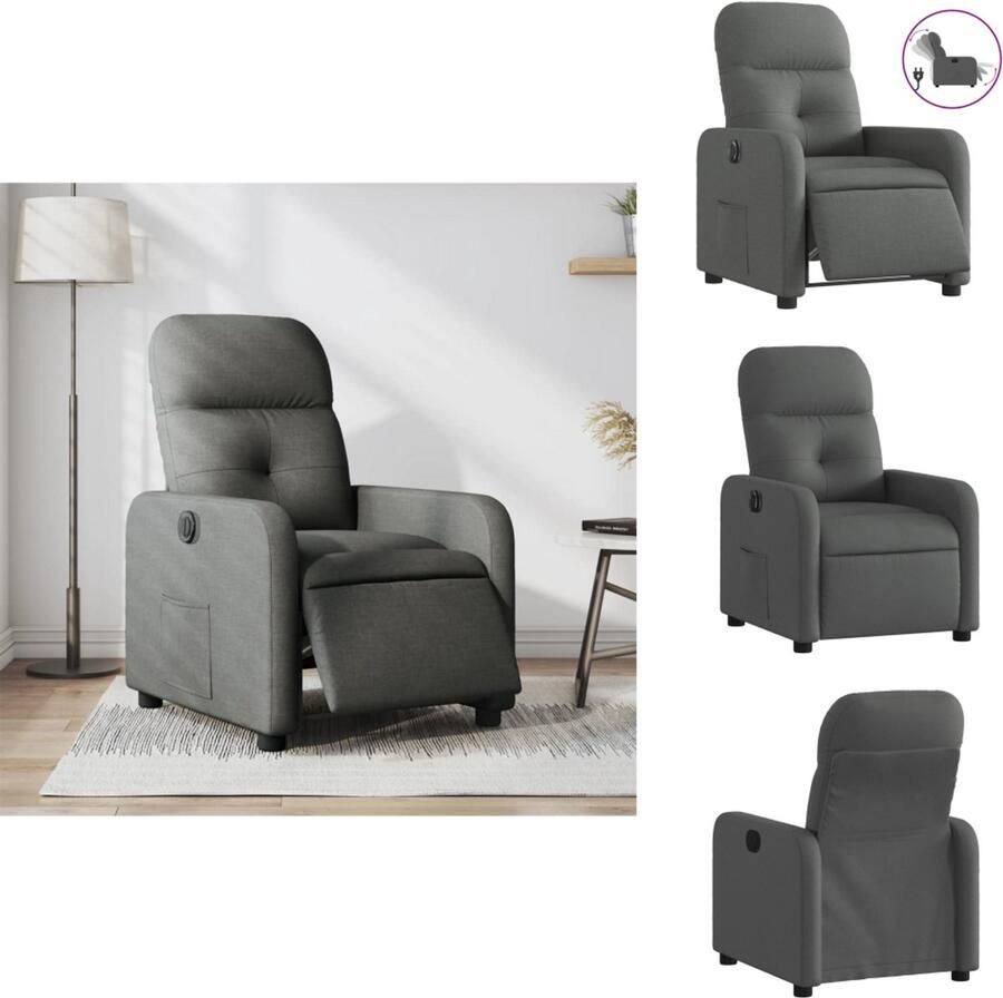 VidaXL Elektrisch Verstelbare Fauteuil Elektrisch Verstelbare Fauteuils Relaxfauteuil Draaifauteuil Fauteuil elektrisch verstelbaar stof donkergrijs