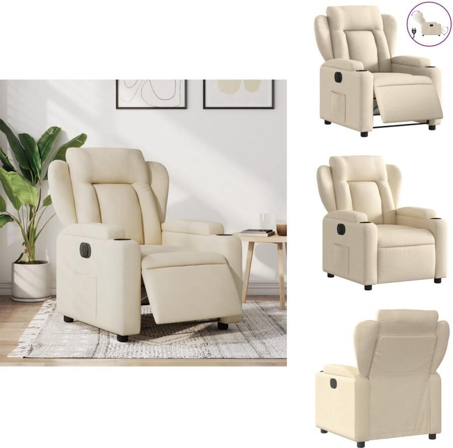VidaXL Elektrisch Verstelbare Fauteuil Elektrisch Verstelbare Fauteuils Relaxfauteuil Draaifauteuil Fauteuil verstelbaar elektrisch stof crèmekleurig - Foto 4