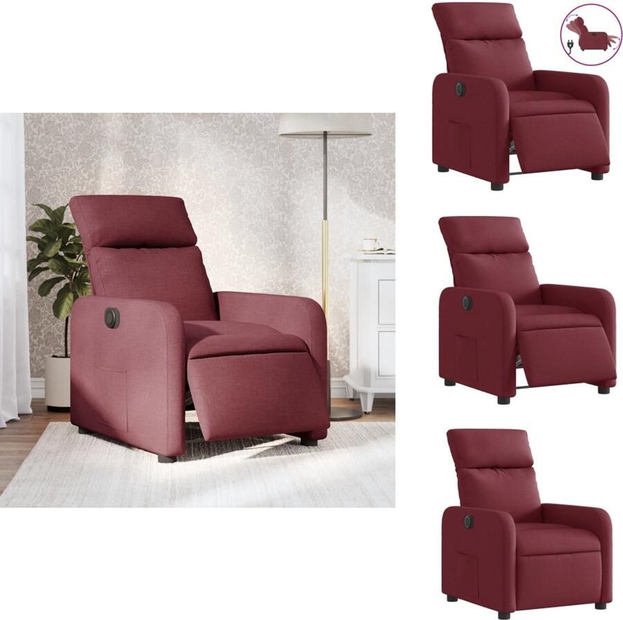 VidaXL Elektrisch Verstelbare Fauteuil Elektrisch Verstelbare Fauteuils Relaxfauteuil Draaifauteuil Fauteuil verstelbaar elektrisch stof wijnrood