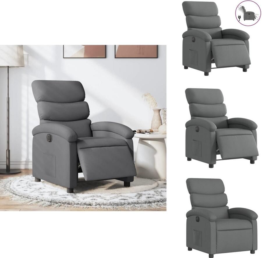 VidaXL Elektrisch Verstelbare Fauteuil Elektrisch Verstelbare Fauteuils Relaxfauteuil Draaifauteuil Fauteuil elektrisch verstelbaar stof donkergrijs