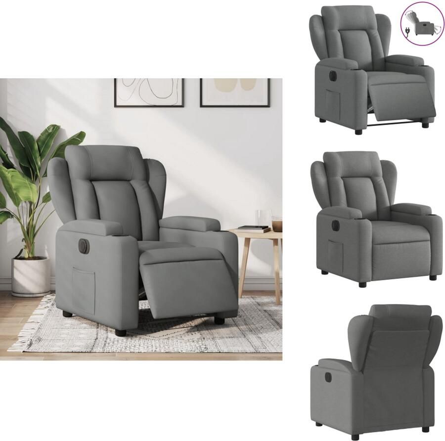 VidaXL Elektrisch Verstelbare Fauteuil Elektrisch Verstelbare Fauteuils Relaxfauteuil Draaifauteuil Fauteuil elektrisch verstelbaar stof donkergrijs