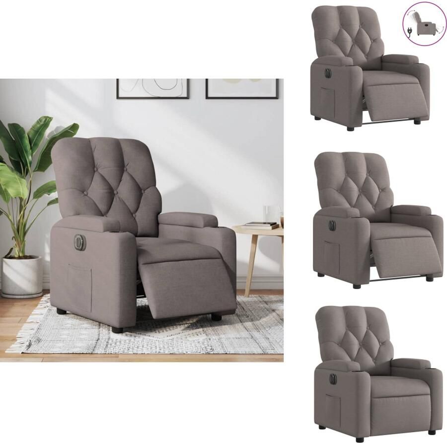 VidaXL Elektrisch Verstelbare Fauteuil Elektrisch Verstelbare Fauteuils Relaxfauteuil Draaifauteuil Fauteuil verstelbaar elektrisch stof taupe