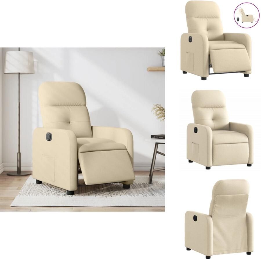 VidaXL Elektrisch Verstelbare Fauteuil Elektrisch Verstelbare Fauteuils Relaxfauteuil Draaifauteuil Fauteuil verstelbaar elektrisch stof crèmekleurig
