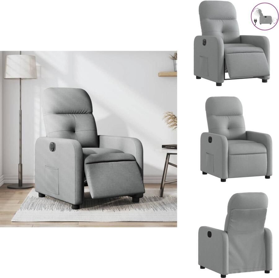 VidaXL Elektrisch Verstelbare Fauteuil Elektrisch Verstelbare Fauteuils Relaxfauteuil Draaifauteuil Fauteuil elektrisch verstelbaar stof lichtgrijs - Foto 3
