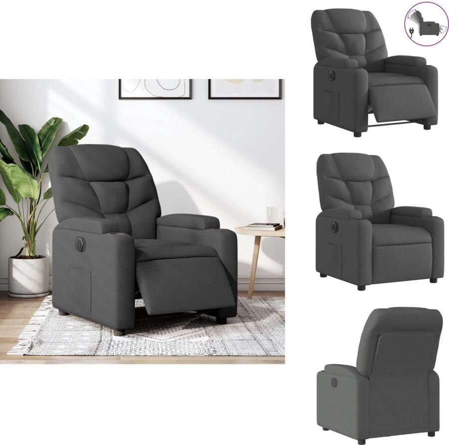 VidaXL Elektrisch Verstelbare Fauteuil Elektrisch Verstelbare Fauteuils Relaxfauteuil Draaifauteuil Fauteuil elektrisch verstelbaar stof donkergrijs