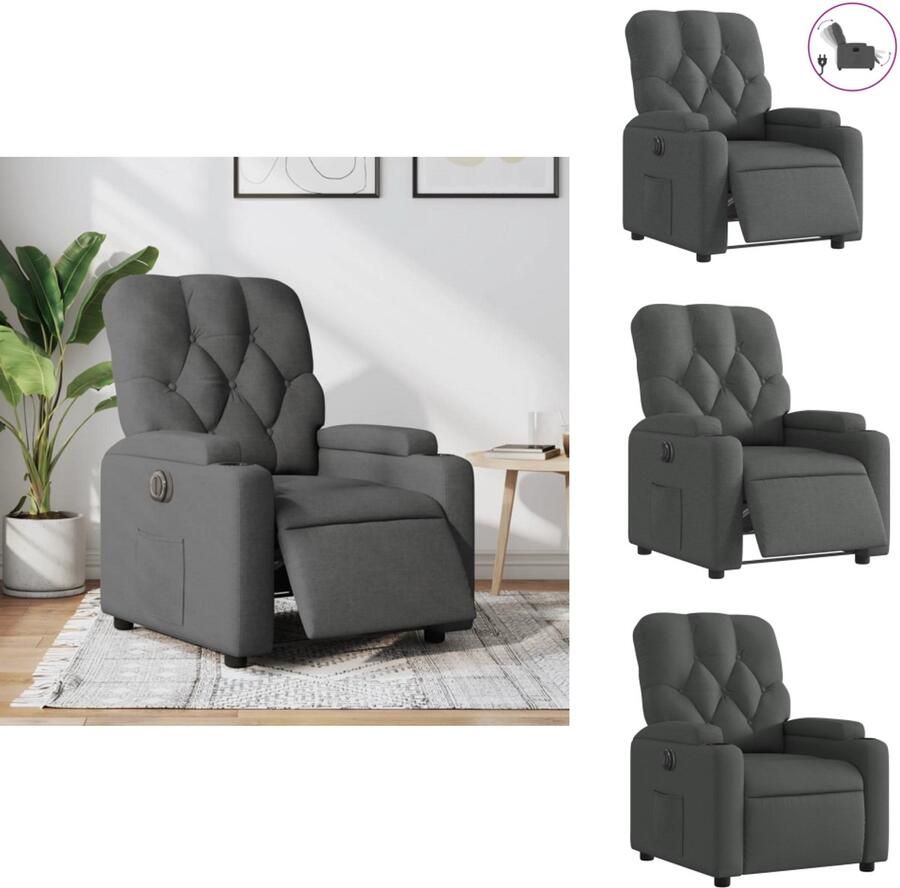 VidaXL Elektrisch Verstelbare Fauteuil Elektrisch Verstelbare Fauteuils Relaxfauteuil Draaifauteuil Fauteuil elektrisch verstelbaar stof donkergrijs