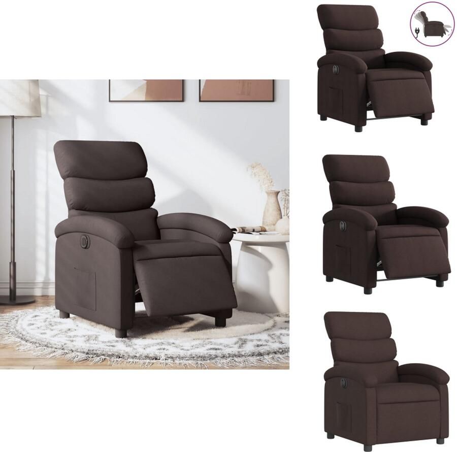 VidaXL Elektrisch Verstelbare Fauteuil Elektrisch Verstelbare Fauteuils Relaxfauteuil Draaifauteuil Fauteuil verstelbaar elektrisch stof donkerbruin