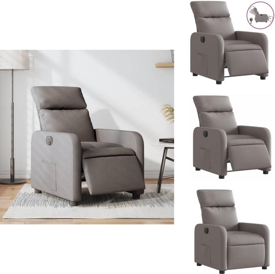 VidaXL Elektrisch Verstelbare Fauteuil Elektrisch Verstelbare Fauteuils Relaxfauteuil Draaifauteuil Fauteuil verstelbaar elektrisch stof taupe