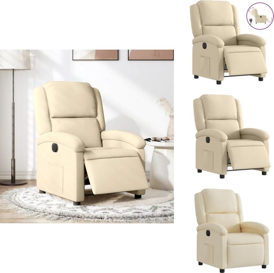 VidaXL Elektrisch Verstelbare Fauteuil Elektrisch Verstelbare Fauteuils Relaxfauteuil Draaifauteuil Fauteuil verstelbaar elektrisch stof crèmekleurig