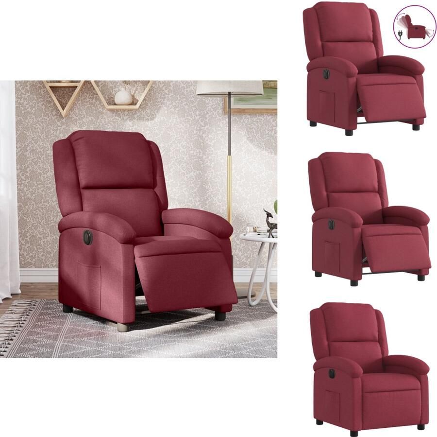 VidaXL Elektrisch Verstelbare Fauteuil Elektrisch Verstelbare Fauteuils Relaxfauteuil Draaifauteuil Fauteuil verstelbaar elektrisch stof wijnrood
