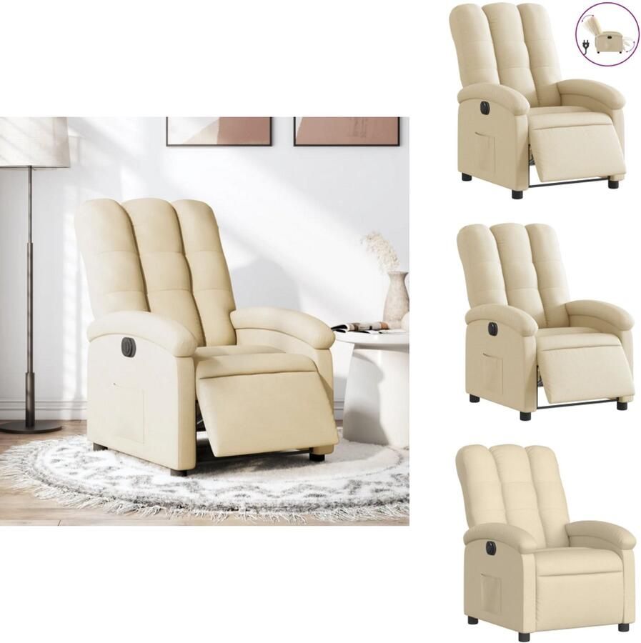 VidaXL Elektrisch Verstelbare Fauteuil Elektrisch Verstelbare Fauteuils Relaxfauteuil Draaifauteuil Fauteuil verstelbaar elektrisch stof crèmekleurig