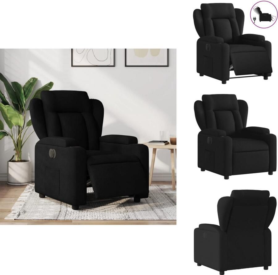 VidaXL Elektrisch Verstelbare Fauteuil Elektrisch Verstelbare Fauteuils Relaxfauteuil Draaifauteuil Fauteuil verstelbaar elektrisch stof zwart