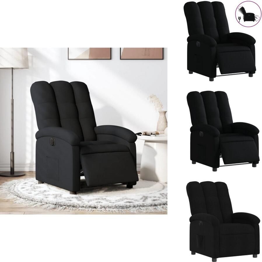 VidaXL Elektrisch Verstelbare Fauteuil Elektrisch Verstelbare Fauteuils Relaxfauteuil Draaifauteuil Fauteuil verstelbaar elektrisch stof zwart