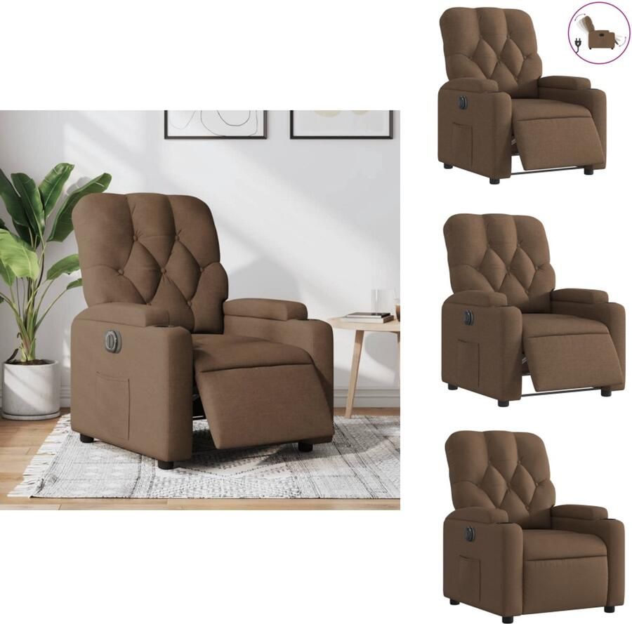VidaXL Elektrisch Verstelbare Fauteuil Elektrisch Verstelbare Fauteuils Relaxfauteuil Draaifauteuil Fauteuil verstelbaar elektrisch stof bruin