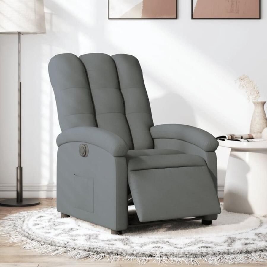 VidaXL Elektrisch Verstelbare Fauteuil Elektrisch Verstelbare Fauteuils Relaxfauteuil Draaifauteuil Fauteuil elektrisch verstelbaar stof donkergrijs