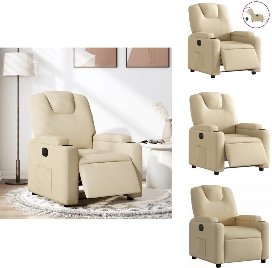 VidaXL Elektrisch Verstelbare Fauteuil Elektrisch Verstelbare Fauteuils Relaxfauteuil Draaifauteuil Fauteuil verstelbaar elektrisch stof crèmekleurig - Foto 2