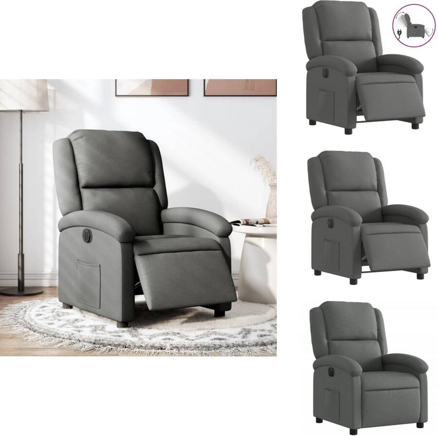 VidaXL Elektrisch Verstelbare Fauteuil Elektrisch Verstelbare Fauteuils Relaxfauteuil Draaifauteuil Fauteuil elektrisch verstelbaar stof donkergrijs