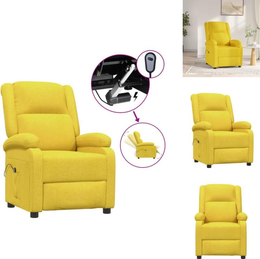 VidaXL Elektrisch Verstelbare Fauteuil Geel 70x90.5x98.5 cm Verstelbare Rugleuning en Voetensteun Schuimvulling Fauteuil - Foto 2