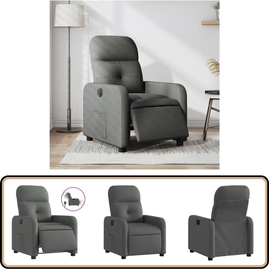 VidaXL Elektrisch Verstelbare Fauteuil Grijs Elektrische Fauteuil Elektrische Verstelbare Stoel Loungestoel Leesfauteuil Tv-stoel