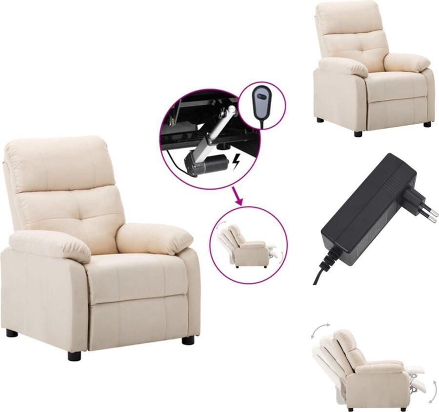 VidaXL Fauteuil Fauteuils Leunstoel Armstoel Fauteuil verstelbaar elektrisch stof crèmekleurig - Foto 3
