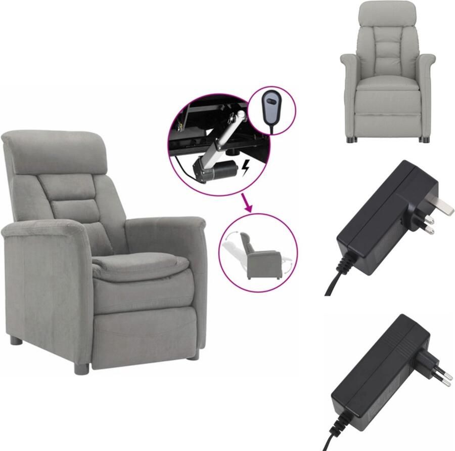 VidaXL Fauteuil Fauteuils Leunstoel Fauteuil Kunstleer Fauteuil elektrisch verstelbaar kunstsuèdeleer lichtgrijs - Foto 2