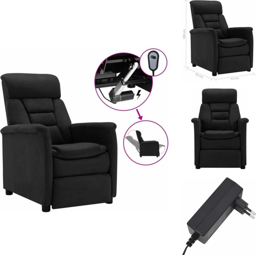VidaXL Fauteuil Fauteuils Leunstoel Fauteuil Kunstleer Fauteuil elektrisch verstelbaar kunstsuèdeleer zwart - Foto 2